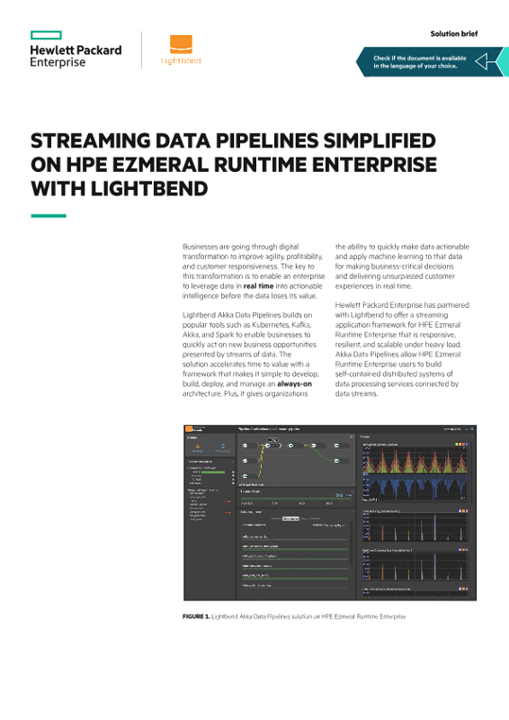 Streaming Data Pipelines Simplified on HPE Ezmeral Runtime Enterprise with Lightbend solution brief thumbnail