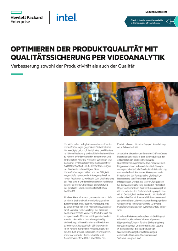 Lösungsübersicht „Optimieren der Produktqualität mit Qualitätssicherung per Videoanalytik“ thumbnail