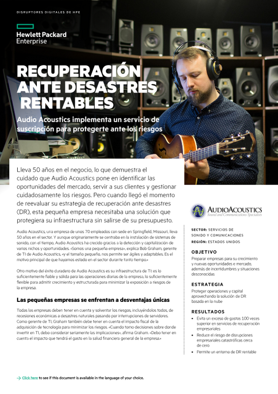 Recuperación ante desastres resuelta de forma rentable - Estudio de caso de Audio Acoustics thumbnail