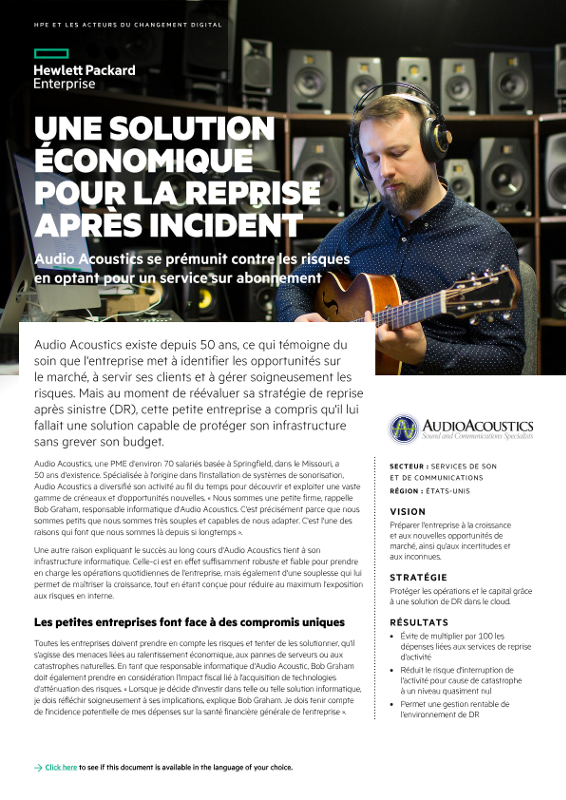 Une solution de reprise après sinistre économique – Étude de cas Audio Acoustics thumbnail