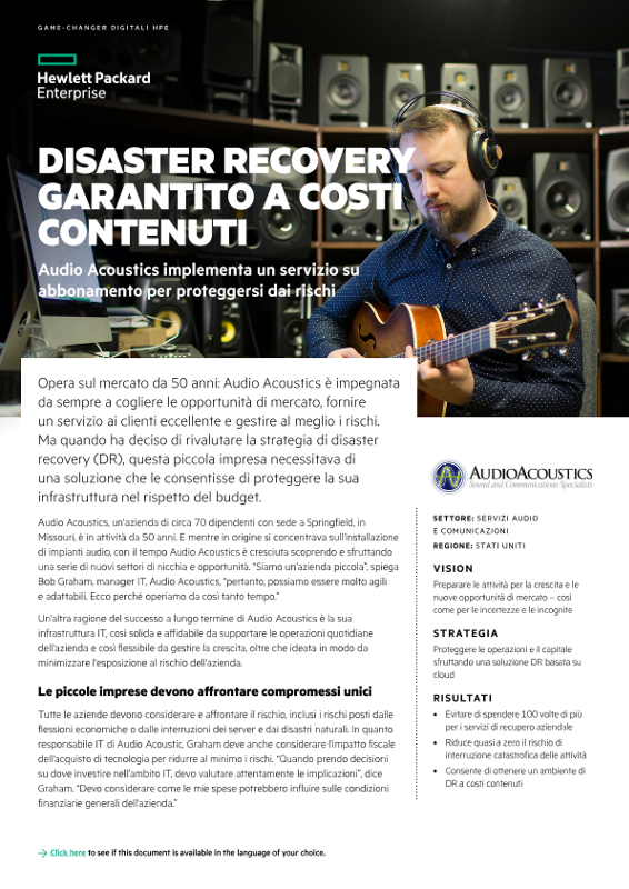 Disaster recovery garantito a costi contenuti - Case study di Audio Acoustics thumbnail