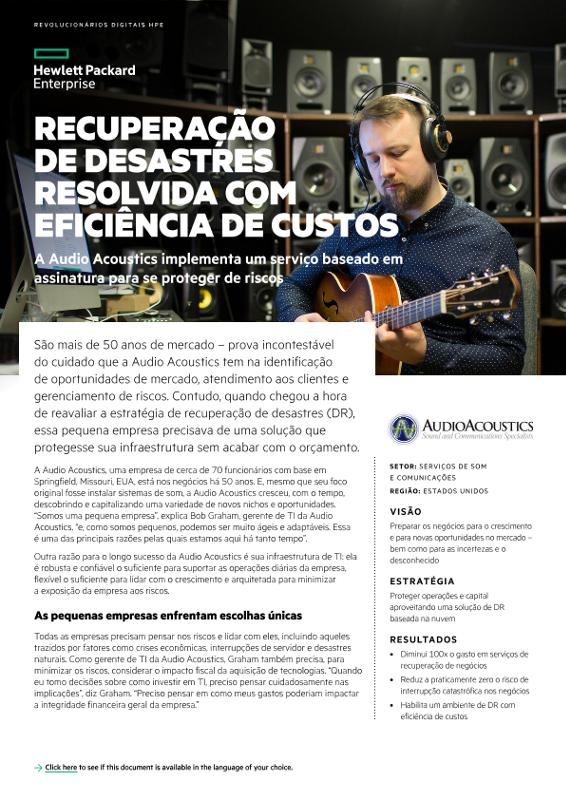 Estudo de caso: Recuperação de desastres resolvida com eficiência de custos – Audio Acoustics thumbnail