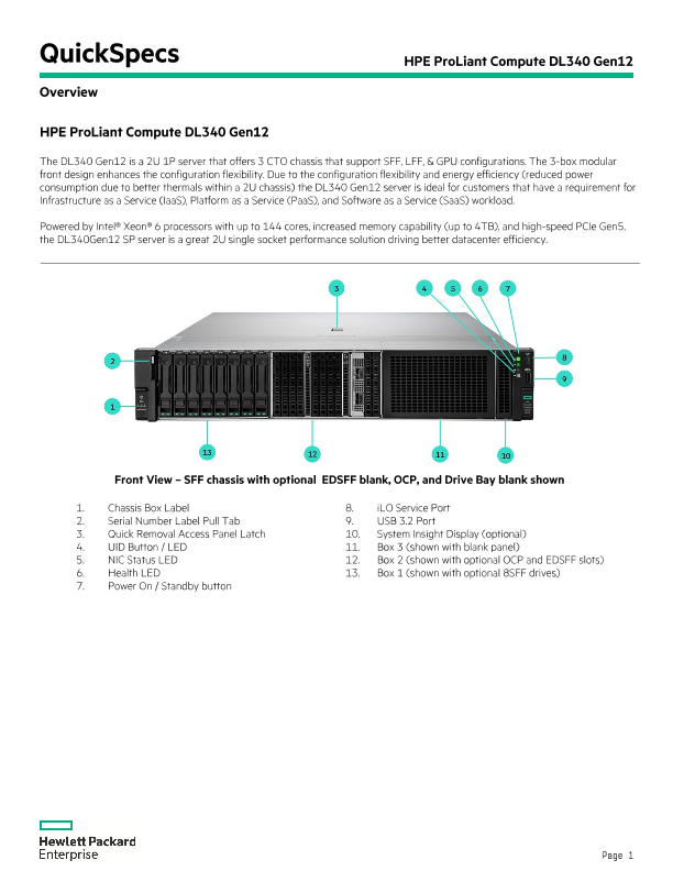 HPE ProLiant Compute DL340 Gen12 thumbnail