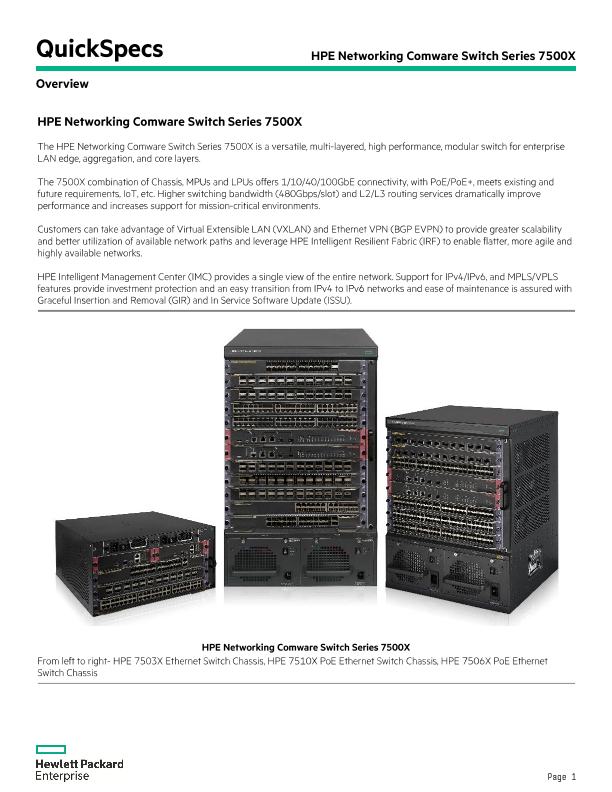 HPE FlexNetwork 7500X Switch Series thumbnail