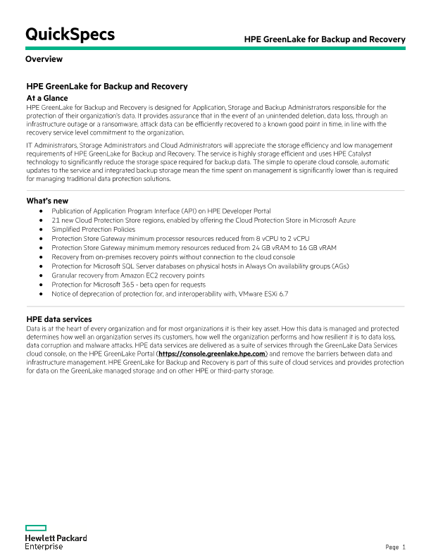 HPE GreenLake for Backup and Recovery thumbnail