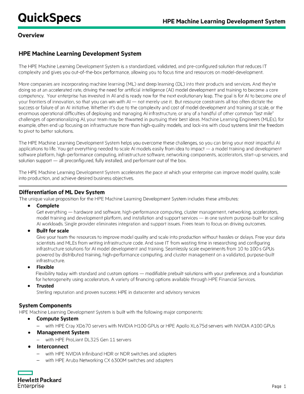 HPE Machine Learning Development System thumbnail