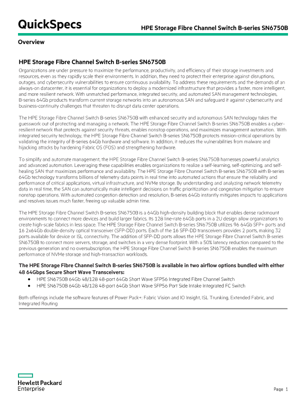 HPE B-series SN6750B Fibre Channel Switch thumbnail