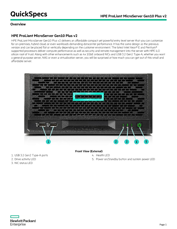 HPE ProLiant MicroServer Gen10 Plus v2 thumbnail