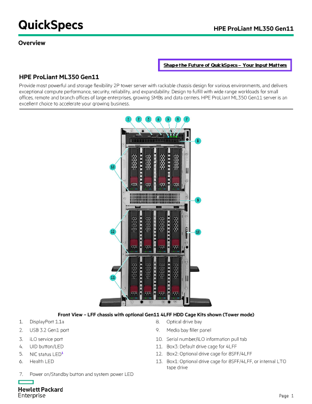 HPE ProLiant ML350 Gen11