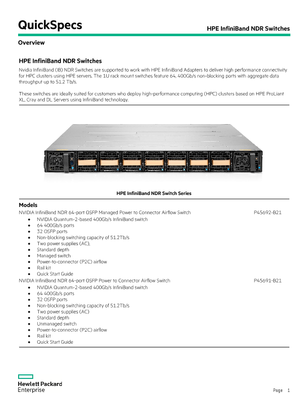 HPE InfiniBand NDR Switches thumbnail