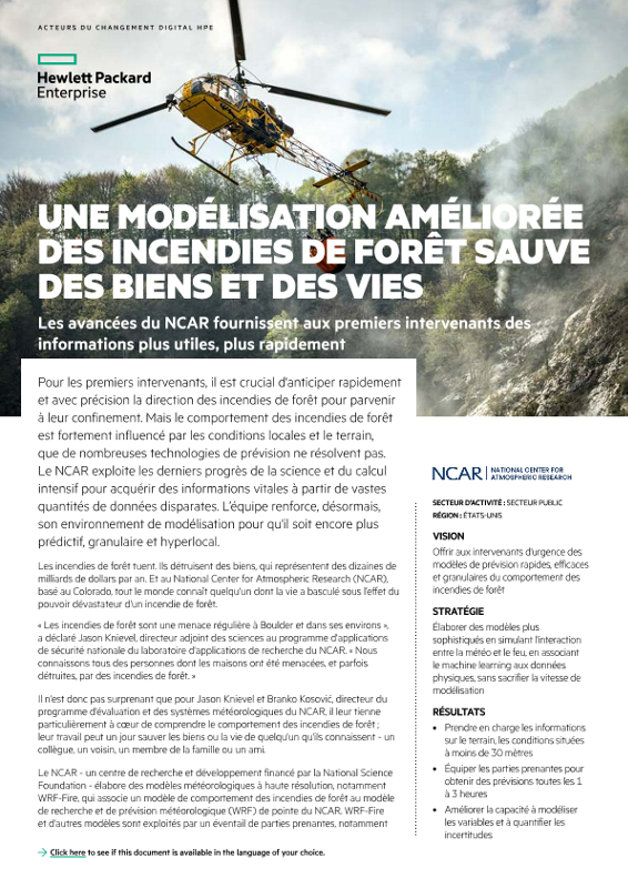 Une modélisation améliorée des incendies de forêt sauve des biens et des vies - Étude de cas NCAR thumbnail