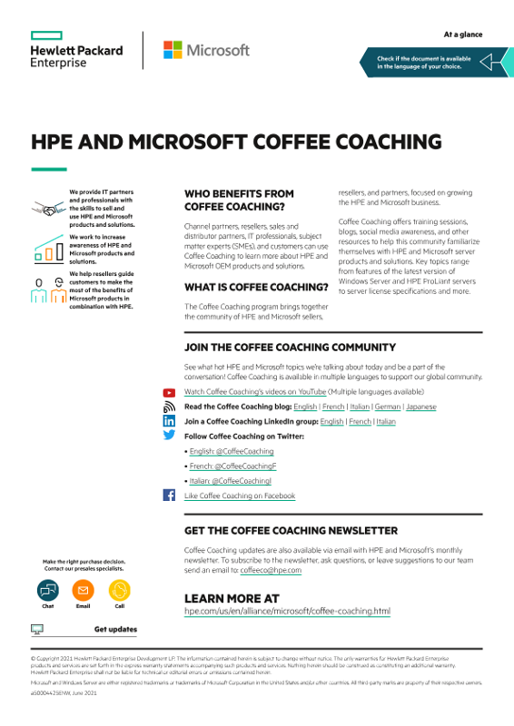 HPE and Microsoft coffee coaching at a glance thumbnail