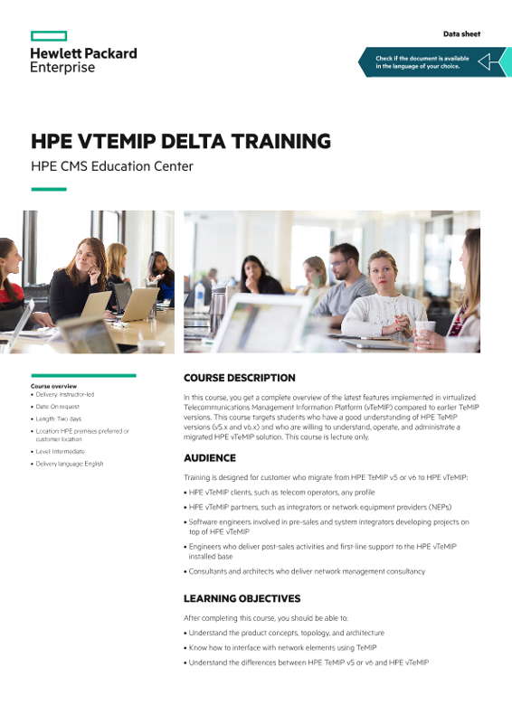 HPE vTeMIP delta training data sheet thumbnail