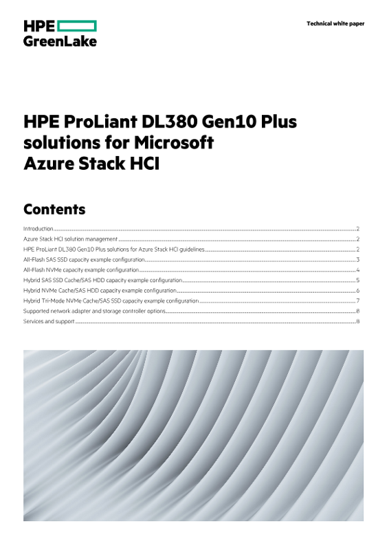 HPE ProLiant DL380 Gen10 Plus solutions for Microsoft Azure Stack HCI technical white paper thumbnail