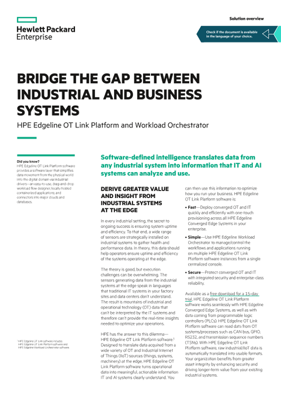Bridge the Gap Between Industrial and Business Systems solution overview thumbnail