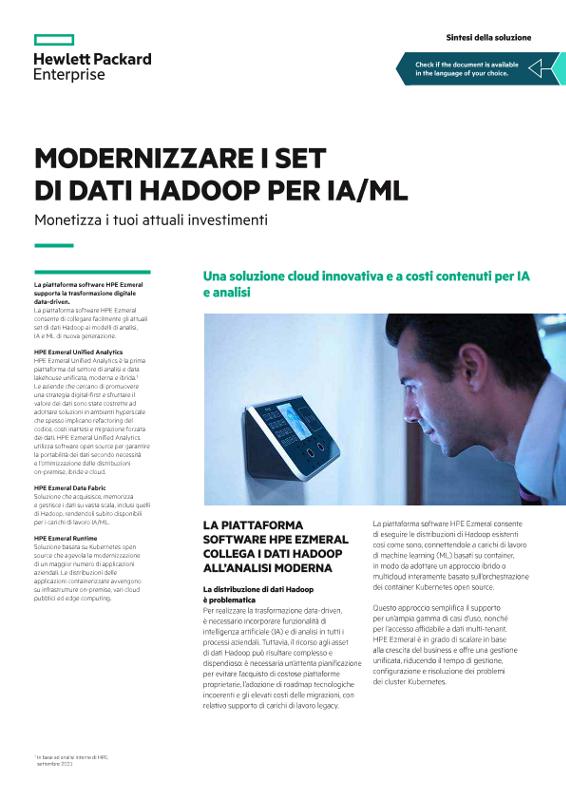 Modernizzare i set di dati Hadoop per IA/ML - Sintesi della soluzione thumbnail