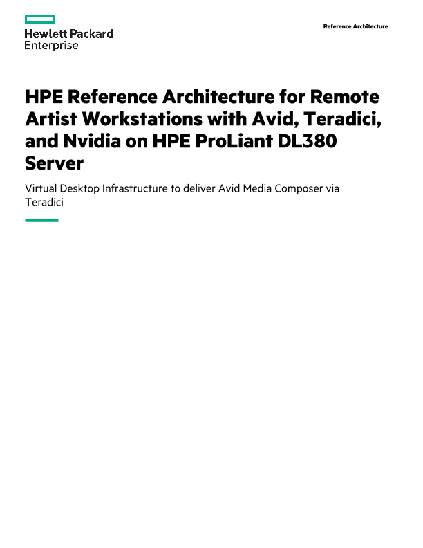 HPE Reference Architecture for Remote Artist Workstations with Avid, Teradici, and NVIDIA on HPE ProLiant DL380 Server thumbnail