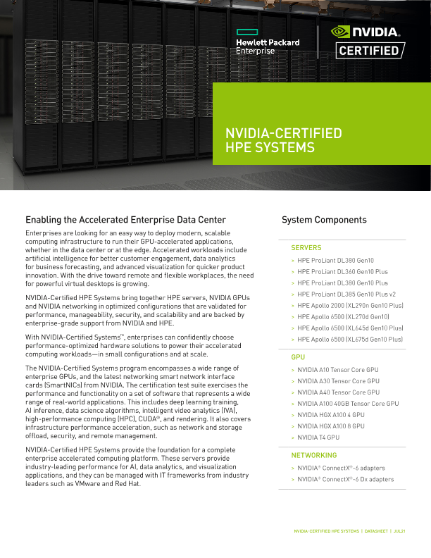 NVIDIA-Certified HPE Systems Datasheet thumbnail