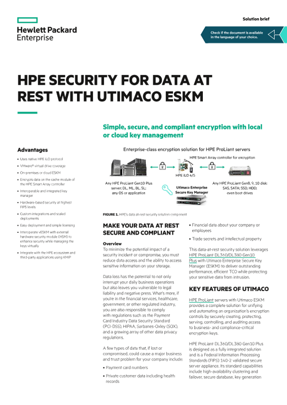 HPE security for data at rest with Utimaco ESKM thumbnail