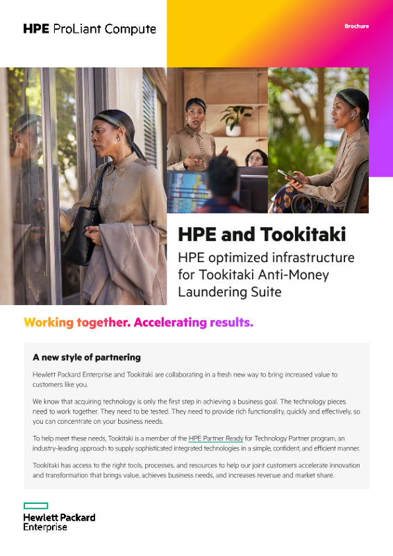 HPE and Tookitaki – HPE optimized infrastructure for Tookitaki Anti-Money Laundering Suite brochure thumbnail
