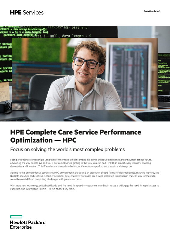 HPE Pointnext Complete Care Performance Optimization – HPC service brief thumbnail