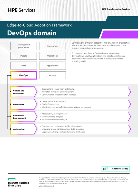HPE edge-to-cloud adoption framework ‒ DevOps domain thumbnail