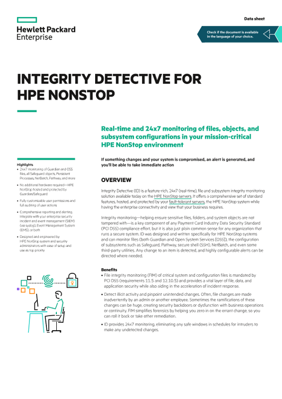 Integrity Detective for HPE NonStop data sheet thumbnail