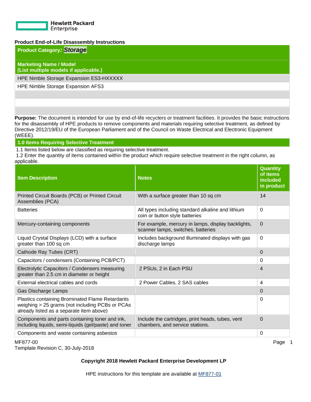 HPE Nimble Storage Expansion ES3-HXXXXX_AFS3