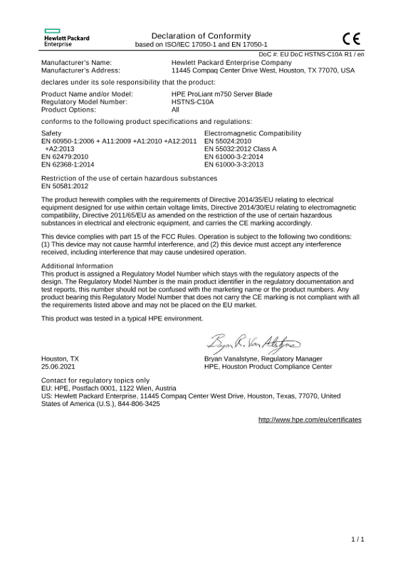 HPE ProLiant m750 Server Blade #EUDoC HSTNS-C10A thumbnail