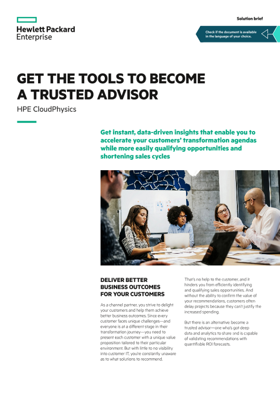 Get the tools to become a trusted advisor – HPE CloudPhysics solution brief thumbnail