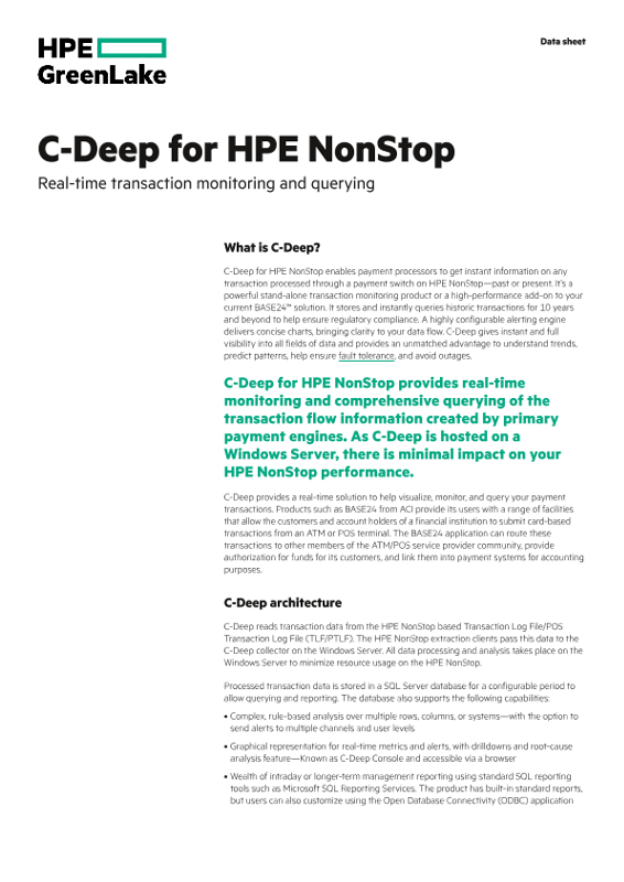C-Deep for HPE NonStop – Real-time transaction monitoring and querying thumbnail