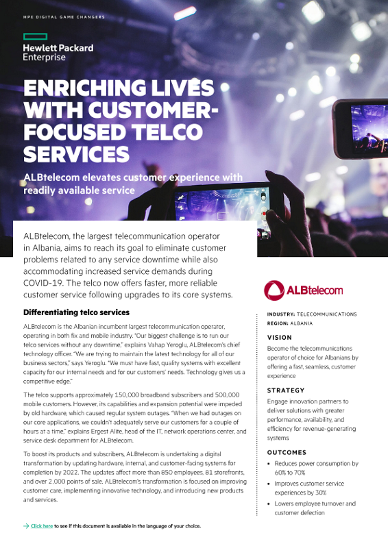 Enriching lives with customer-focused telco services – ALBtelecom case study thumbnail