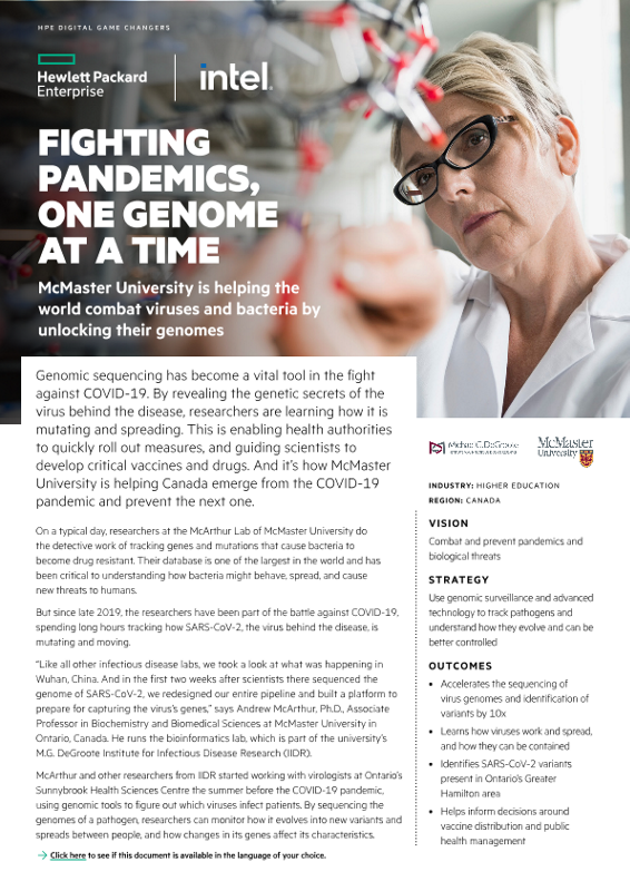 Fighting pandemics, one genome at a time – McMaster University case study thumbnail