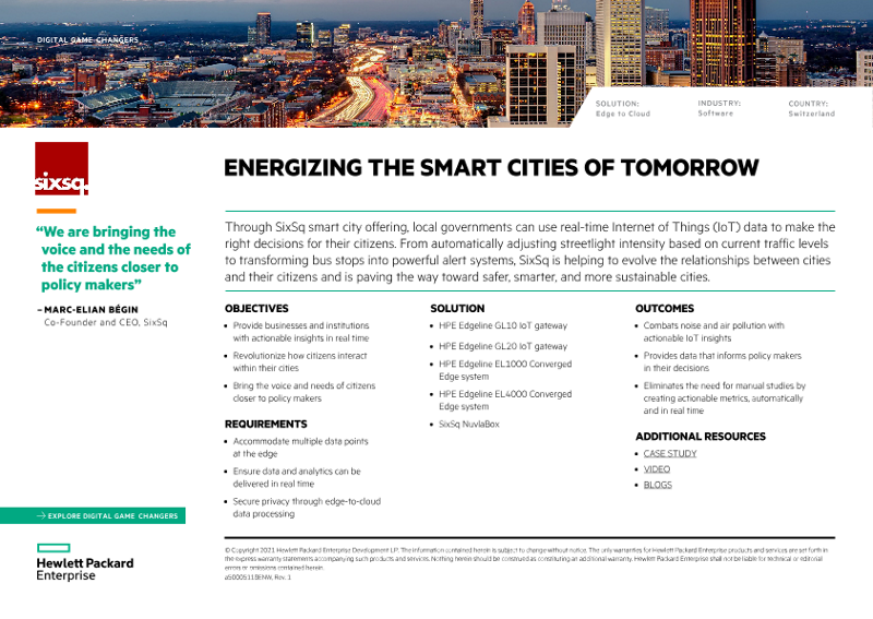 Energizing the smart cities of tomorrow – SixSq digital game changers one-page overview thumbnail