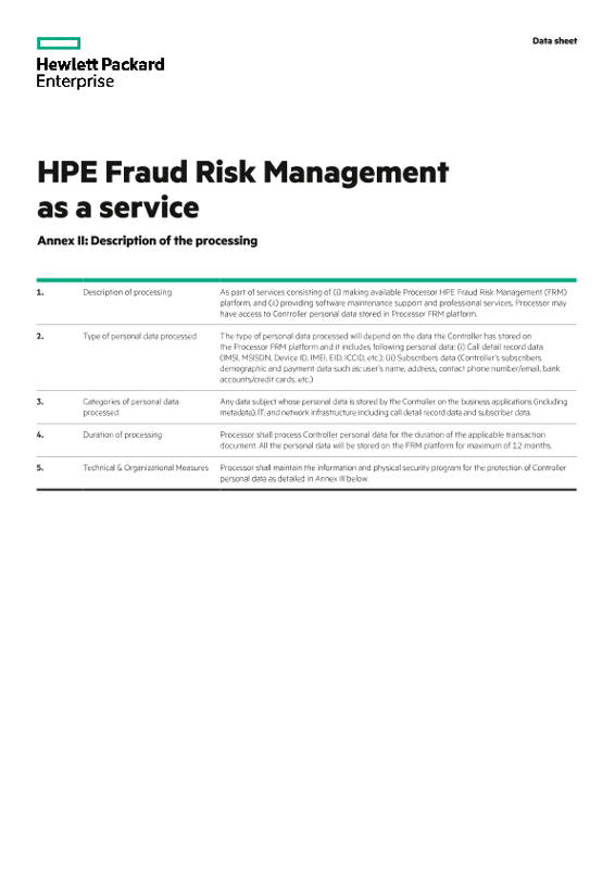 HPE Data Privacy and Security Agreement Schedule data sheet thumbnail