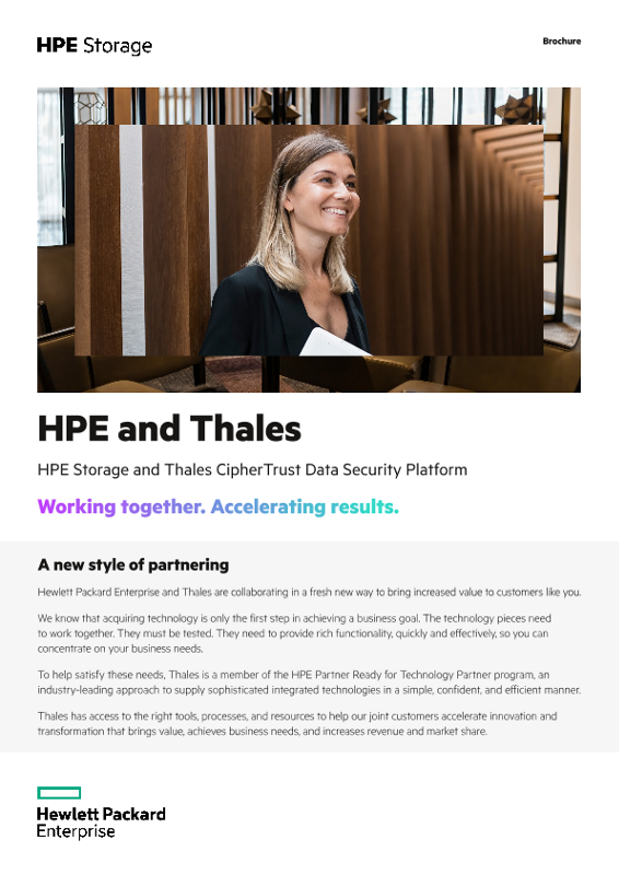 HPE and Thales – HPE storage and Thales CipherTrust Data Security Platform brochure thumbnail