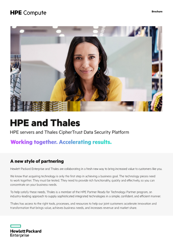 HPE and Thales – HPE servers and Thales CipherTrust Data Security Platform brochure thumbnail