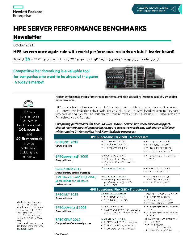 HPE Server Performance Benchmarks Newsletter thumbnail