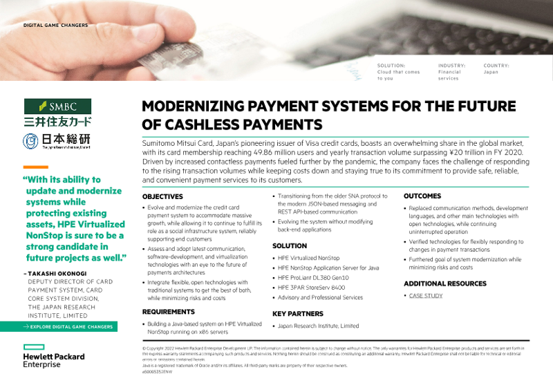 Modernizing payment systems for the future of cashless payments – Sumitomo Mitsui Card digital game changers one-page overview thumbnail