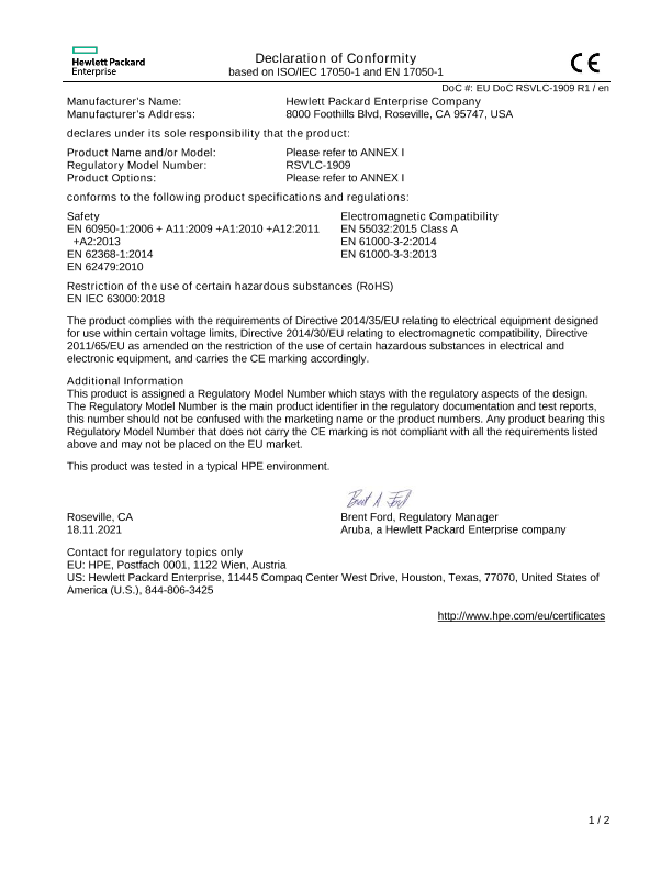 HPE Aruba Networking 8360-48Y6C v2 Switch #EUDoC RSVLC-1909 thumbnail