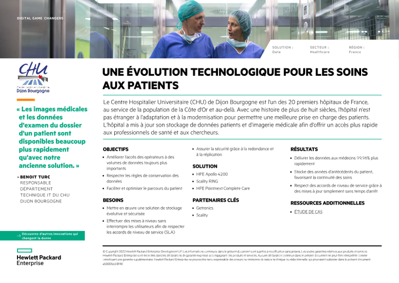 Une évolution technologique pour les soins aux patients – CHU Dijon Bourgogne digital game changers one-page overview thumbnail