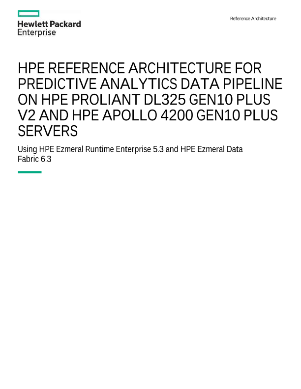 HPE Reference Architecture for Predictive Analytics Data Pipeline on HPE ProLiant DL325 Gen10 Plus V2 and HPE Apollo 4200 Gen10 Plus Servers thumbnail