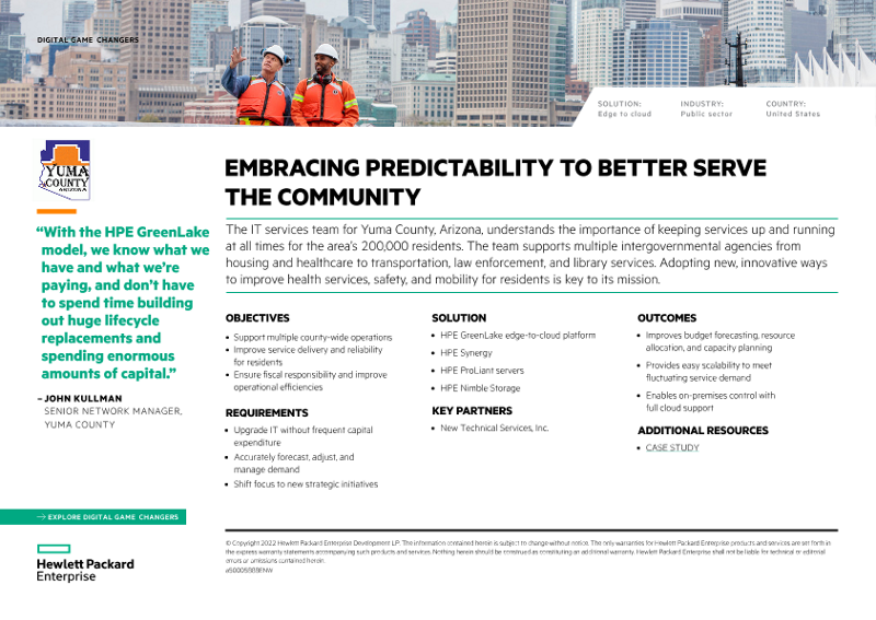 Embracing predictability to better serve the community – Yuma County digital game changers one-page overview thumbnail