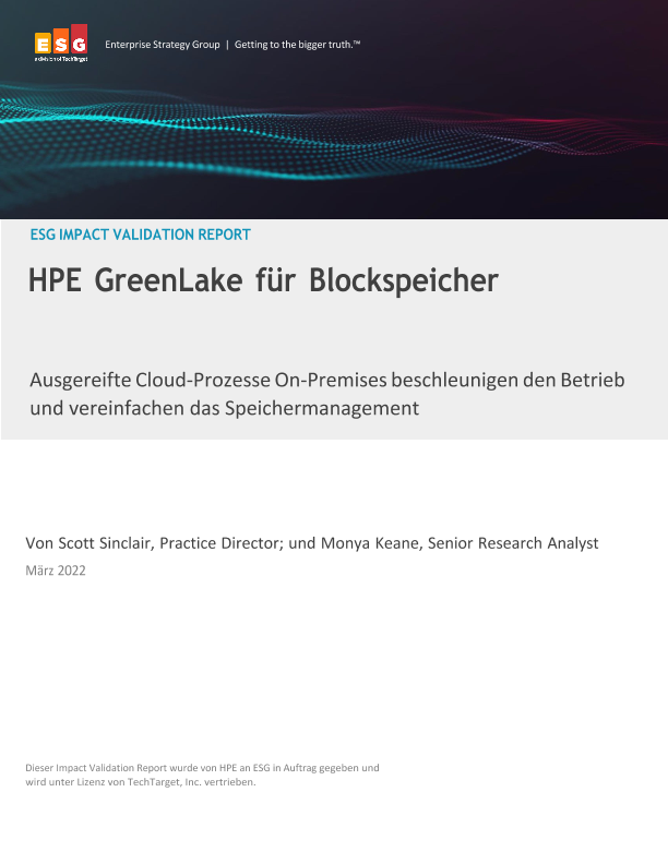 Analystenbericht – ESG Impact Validation HPE GreenLake für Blockspeicher thumbnail