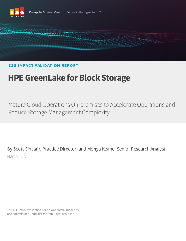 Analyst Report - ESG Impact Validation: HPE GreenLake for Block Storage thumbnail