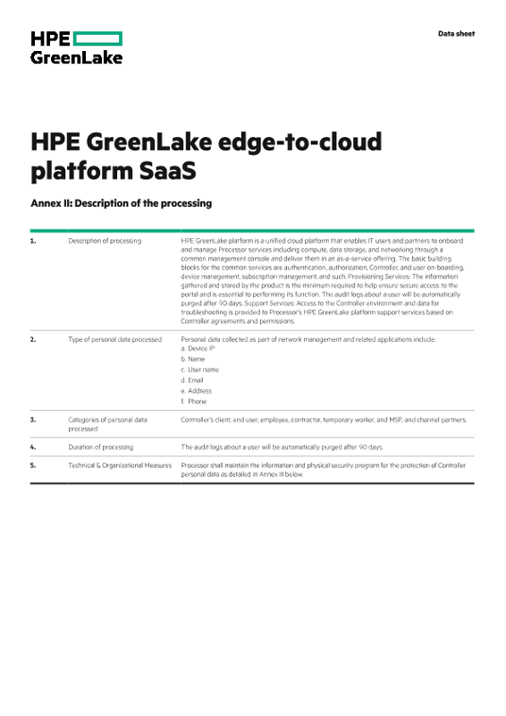 HPE Data Privacy and Security Agreement Addendum data sheet thumbnail