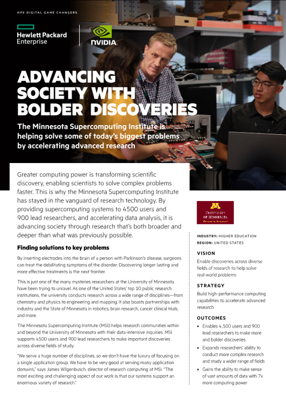 Advancing society with bolder discoveries – Minnesota Supercomputing Institute case study thumbnail