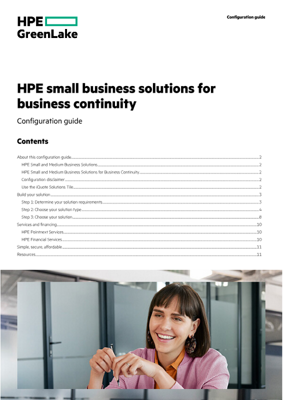 HPE Small Business Solutions for Business Continuity configuration Guide thumbnail