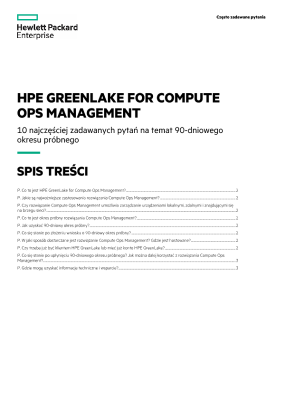 Najczęściej zadawane pytania dotyczące rozwiązania HPE GreenLake for Compute Ops Management thumbnail