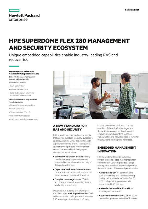 HPE Superdome Flex 280 management and security ecosystem solution brief thumbnail